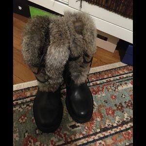 Theory rabbit fur boots size 36